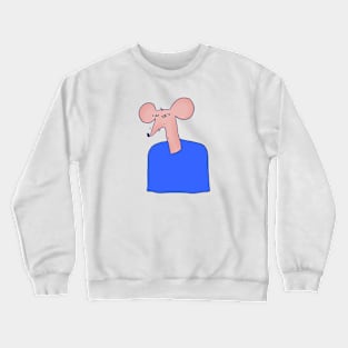 Funny and suspicious skinny rat in blue sweater Crewneck Sweatshirt
